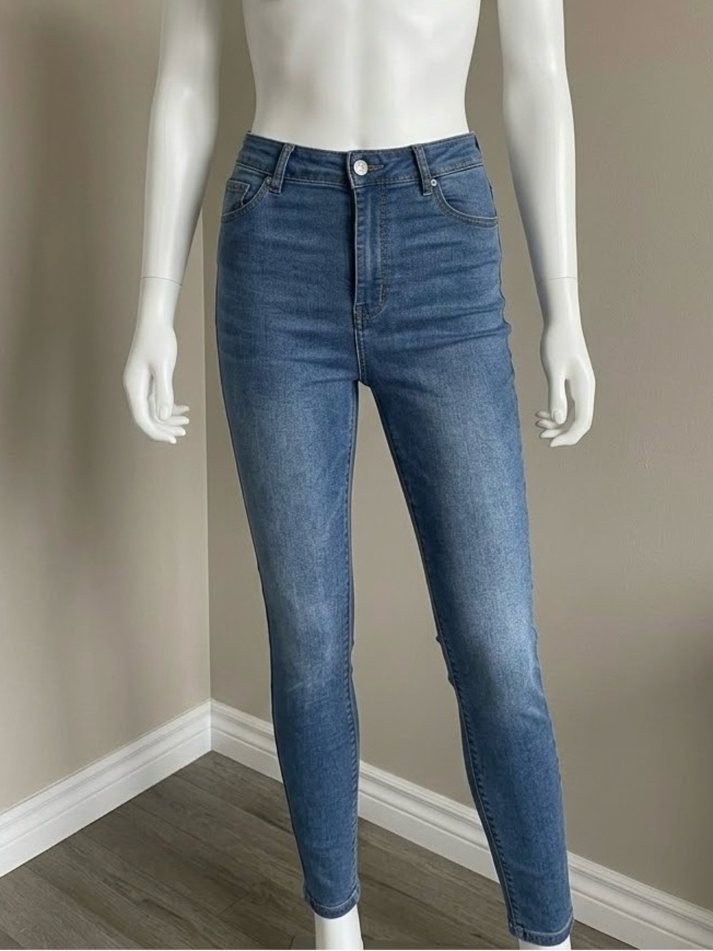 Topshop MOTO Joni High Waisted Skinny Jeans Blue Medium Wash Stretch Women 26